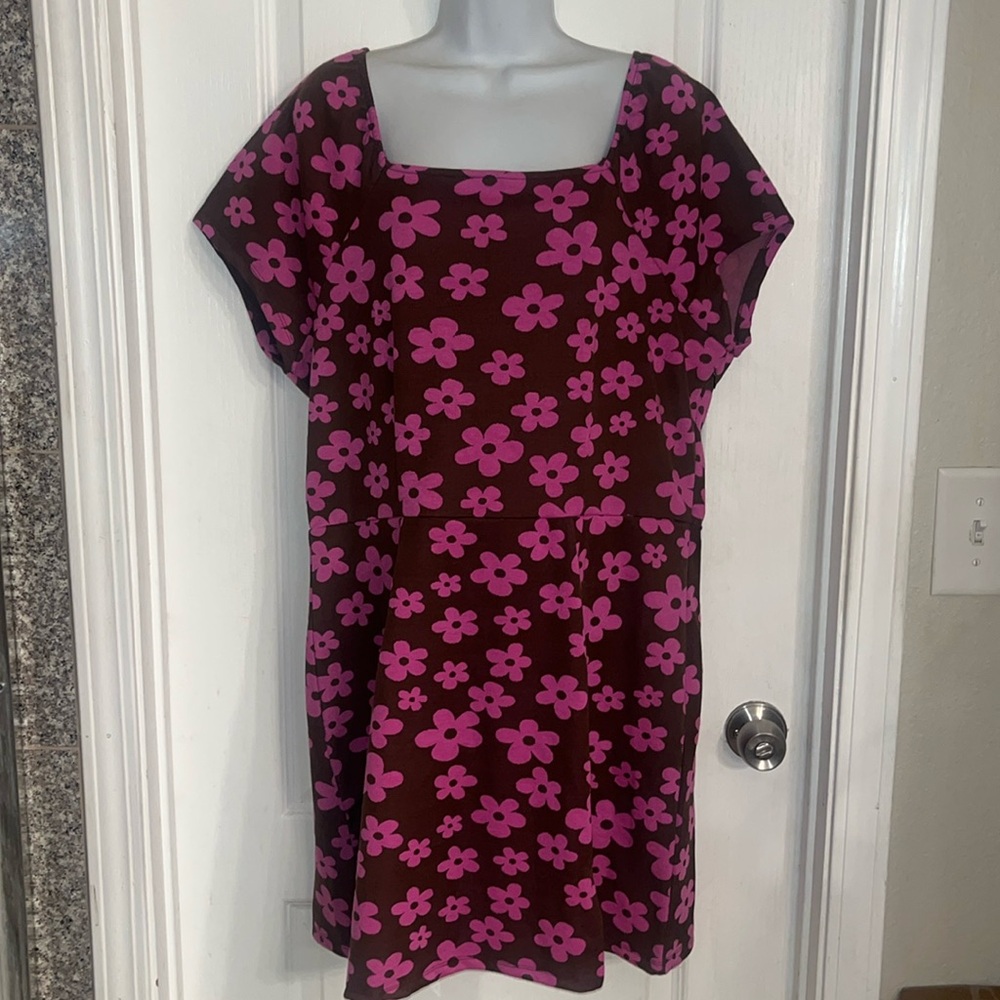 Steve Madden NYC  Junior's size XXL Sweetheart Dress Brown Pink Flowers